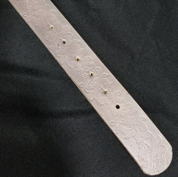 Women's Vtg Buckle Brand Belt 32 Lavender Leather - Picture 3 of 6